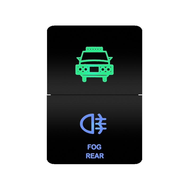 12V Green Blue Light Dual Button Switch ON OFF /Momentary Push Switch For Toyota 4Runner FJ Cruiser Landcruiser Camry RAV4 Prado Relays 5