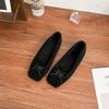 Grape mother spring new bow square head shallow mouth single shoes women 2025 Korean version soft surface flat casual shoes women