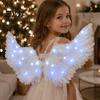 Christmas Angel Costume Accessories LED Light Up Wings Feather for Kids, Swan Glowing Fairy Wings, Halloween Cosplay Party Performance Props Theatre