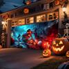 One large-sized Halloween skull scary pumpkin spider and spider web garage door decoration.PMJ