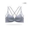 Women Front Closure Cross Back Wirefree Push Up Bra  Seamless Bralette