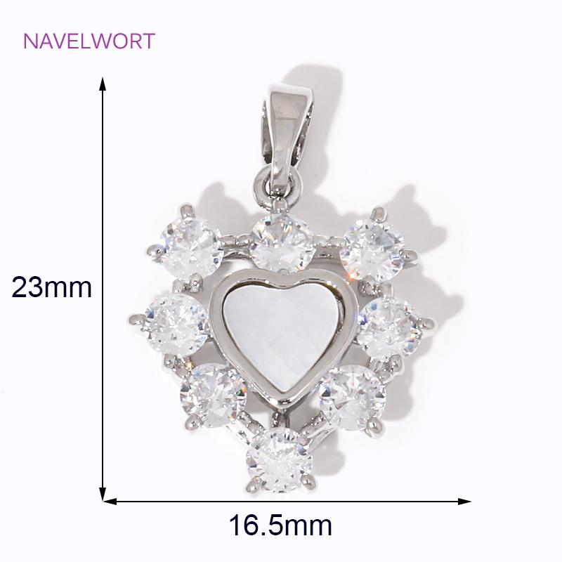 Luxury Shiny Zircon Charms Pendants 18K Gold Plated Brass Heart Pendants For Jewelry Making Supplies DIY Necklace Accessories