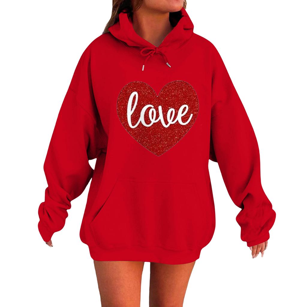 Women's Loose Comfortable Casual Fashionable Love Printed Long Sleeved Sweatshirt