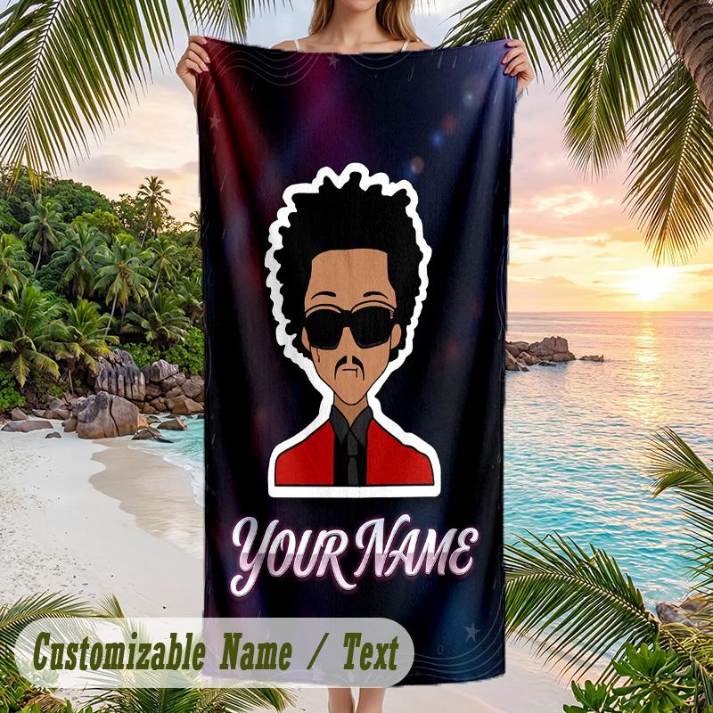 The Weeknd Beach Towel, Personalized Custom Name Text, Quick Dry Large Absorbent Towel For Beach Pool