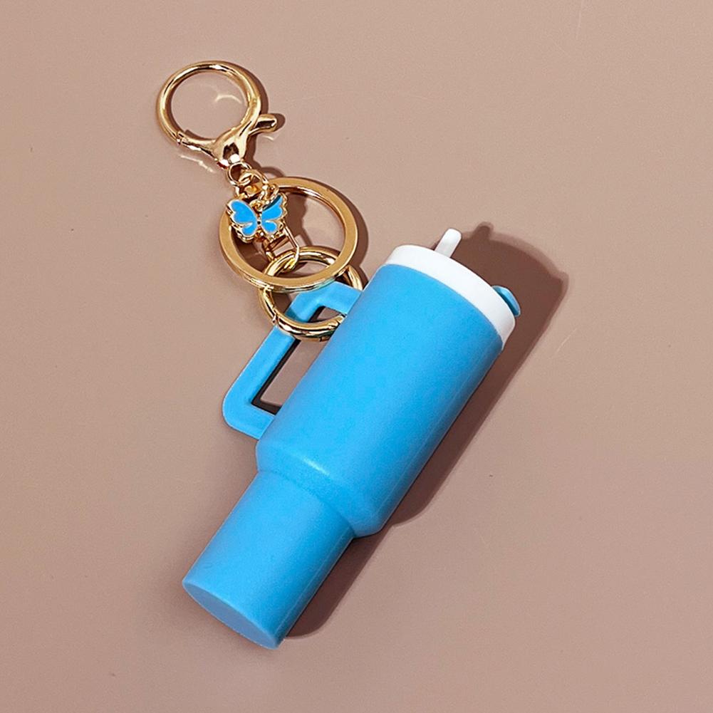Mini Cup Keychain Butterfly Cute Tumbler Key Ring Chapstick Holder Keychain for Stanley Cup Accessories
