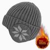 Unisex Warm Fleece Lined Knitted Hat Set for Men Winter Cycling Windproof Cold Proof Large Brim Woolen Overhead Accessory