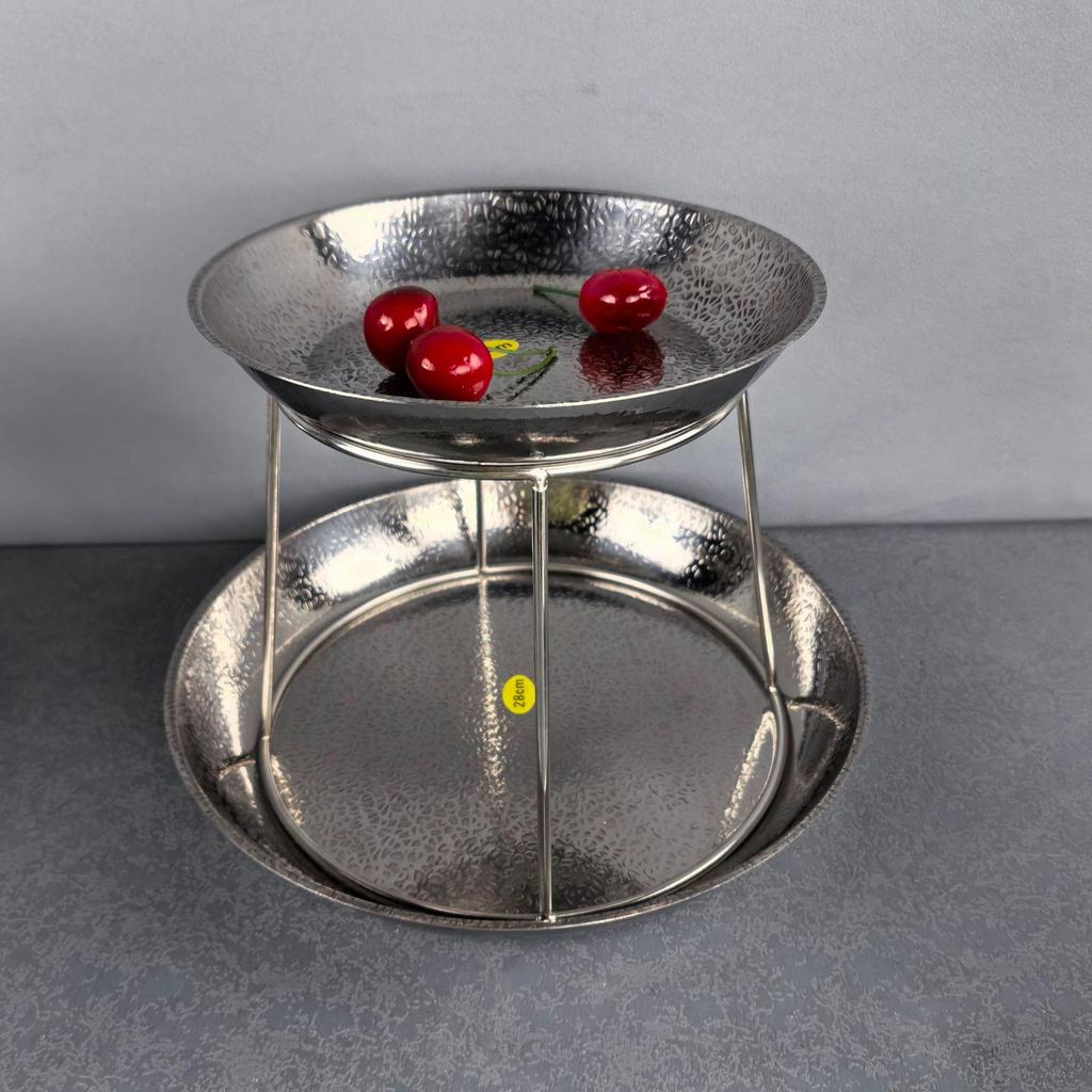 Stainless Steel Double Layer Seafood Platter: Sashimi, Oyster, Shrimp, Crab Tower Buffet Display Stand & Dim Sum Rack