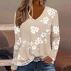 Fashion Flower pattern 3D Print  Women V-Neck Long Sleeve T-Shirt Casual Polyester Breathable Women's Clothing Apparel Tops Tees