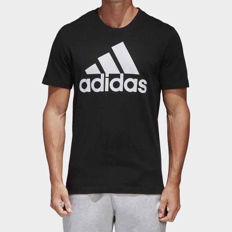 Adidas Logo Print Sports Crew Neck Short Sleeve T-Shirt Men Tops Black CD4864