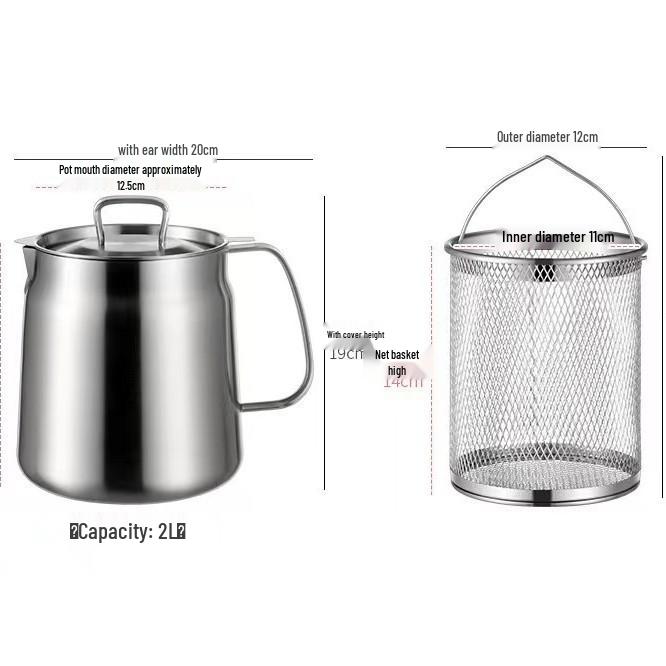 Кастрюля-маслофильтр из нержавеющей стали 304 с корзиной для жарки и ситом для отделения масляного осадка при жарке во фритюре
