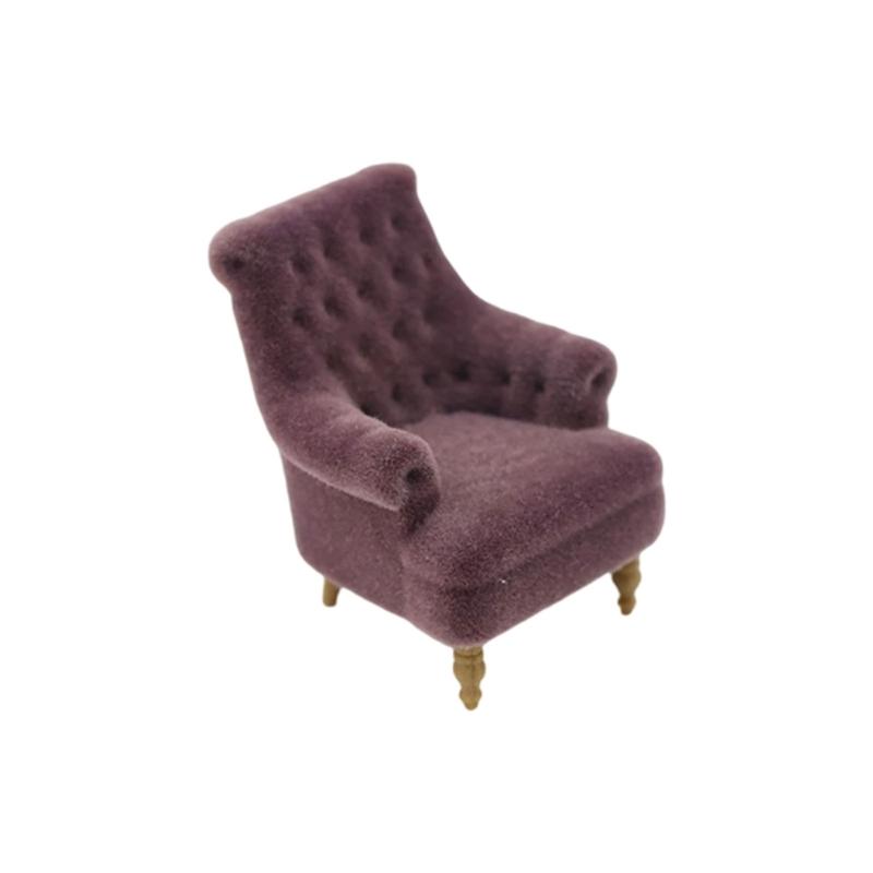 Realistic 1/12 Scale Dollhouses Sofa Set Soft Cloth Cover Simple Couch Model Furniture Accessory