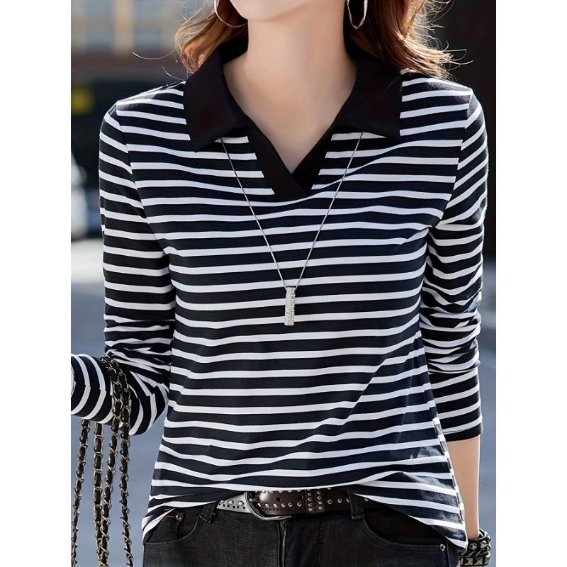 Women's Casual Long-sleeve Shirt with Lapel Collar and Button Details, Solid Color Top for Spring/autumn