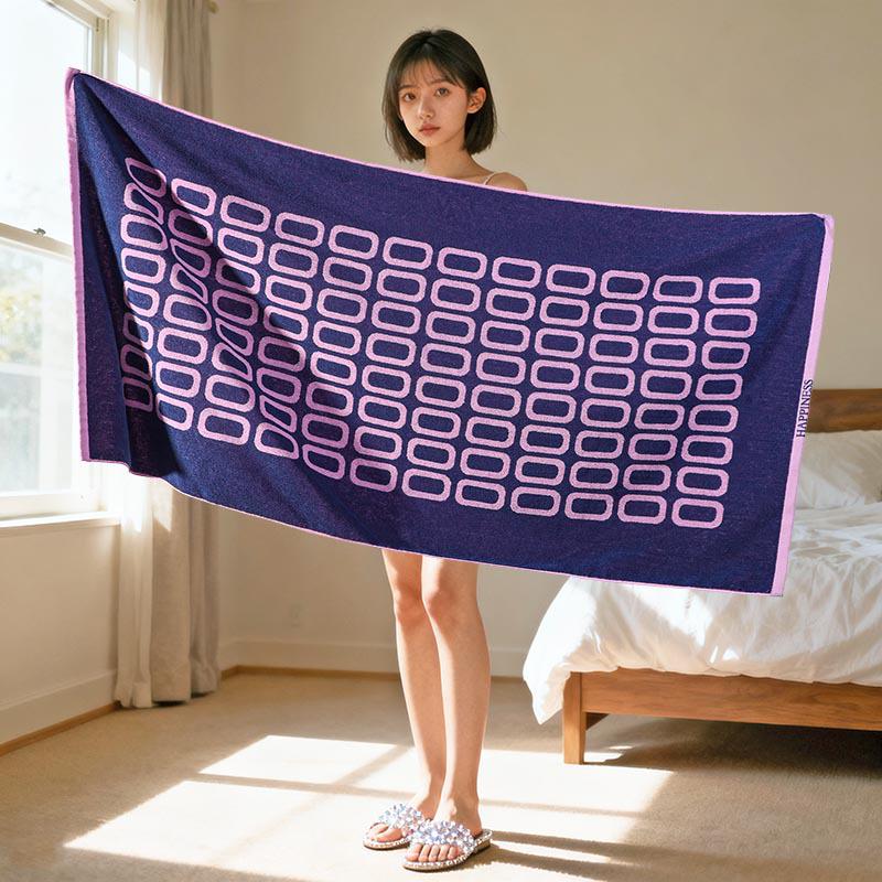 Large Grade A Yarn-Dyed Jacquard Cotton Bath Towel - Thick, Absorbent, Adult Style