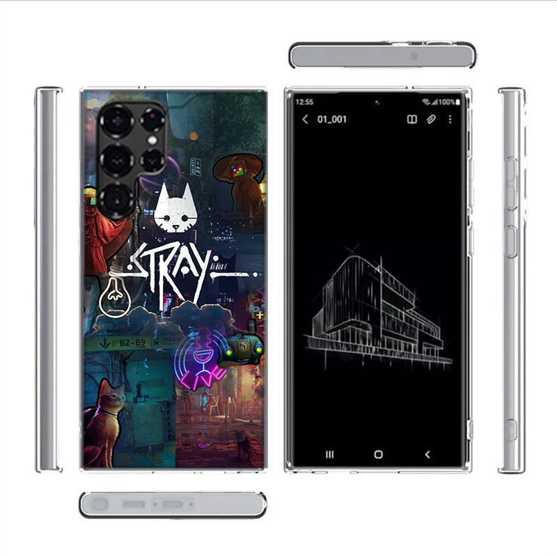 Game S-Stray Cat Capa Phone Case For Samsung S26 Ultra S25 Edge Galaxy S23 S21 S20 S24 FE S22 S10 Plus Cover Clear TPU Shell Coq