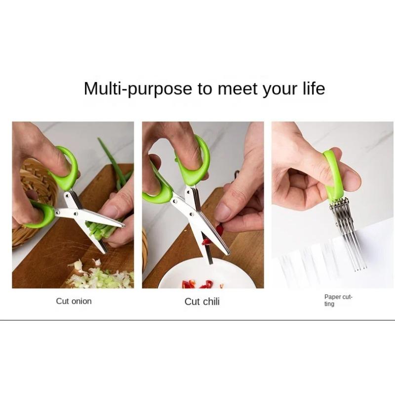 1 pieza de tijeras multifuncionales de cocina, tijeras para cebolla y cilantro, trituradora potente de acero inoxidable