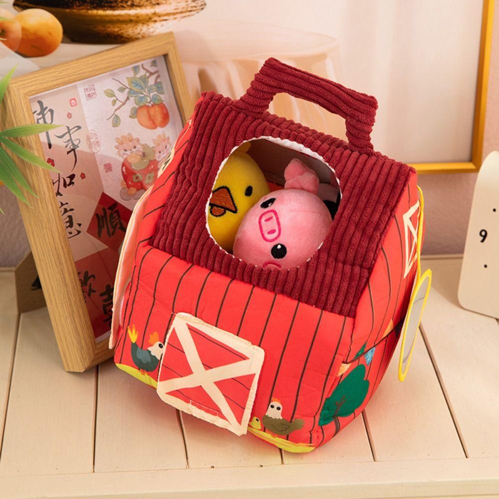 PP Cotton Farm Animals House Set with Sound Simulated Farm Animal Toy  Kids Gifts