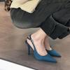 Fashion Baotou Sandals Autumn New Pointed Toe Shallow Mouth One Word Buckle Non-slip Wear-resistant Stiletto
