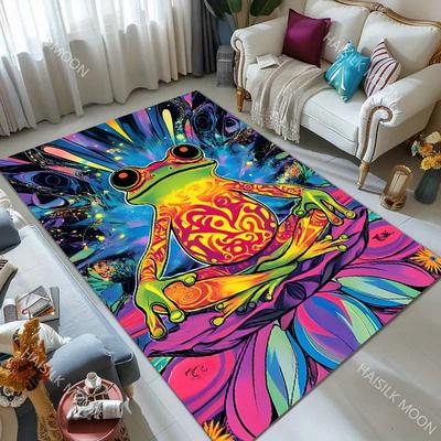 1PC Psychedelic Meditation Frog Carpet for Living Room Bedroom Bedside Floor Mat Cloakroom Kids Activity Area Rugs