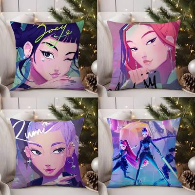 Anime K-Kpop Demon Hunters Pillow Case Sofa Living Room Bedroom Double-sided Printing Square Cushion Nap Time Cushion Cover