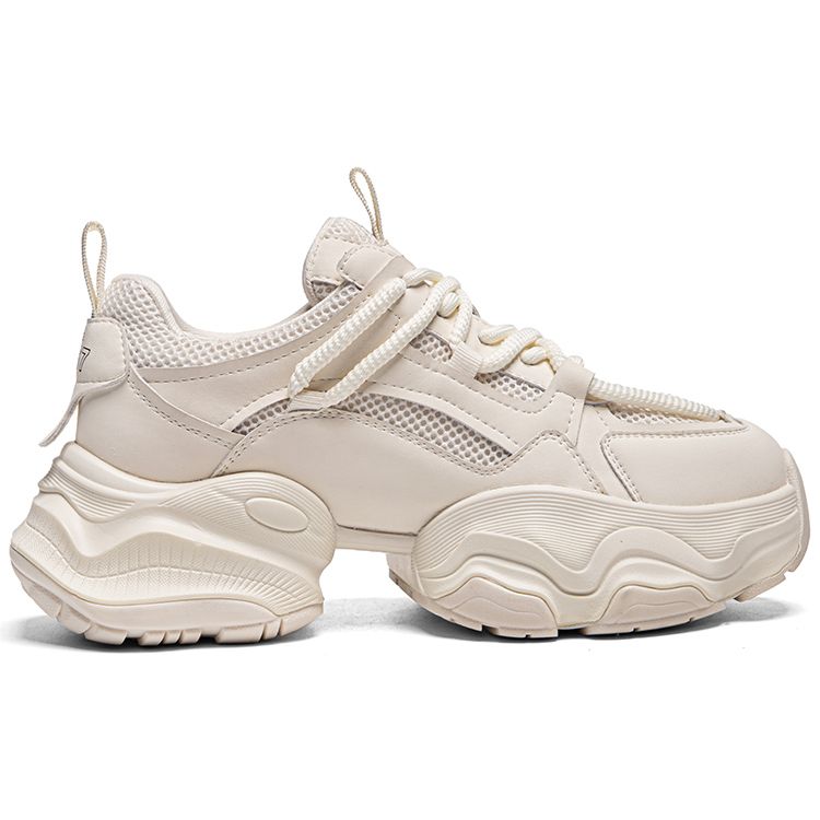 Kappa Thick Sole Casual Comfortable Versatile Non-Slip Wear-Resistant Increased Height Low-Top Dad Shoes Women Sneaker Classic-White K0E25MC23J-012