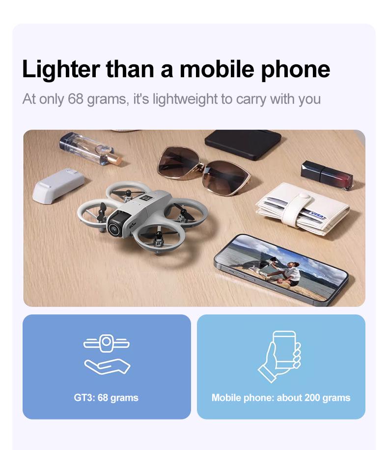 GT3 Mini Drone with Dual Camera, Obstacle Avoidance, Marquee Effect, and Remote Control for Aerial Photography