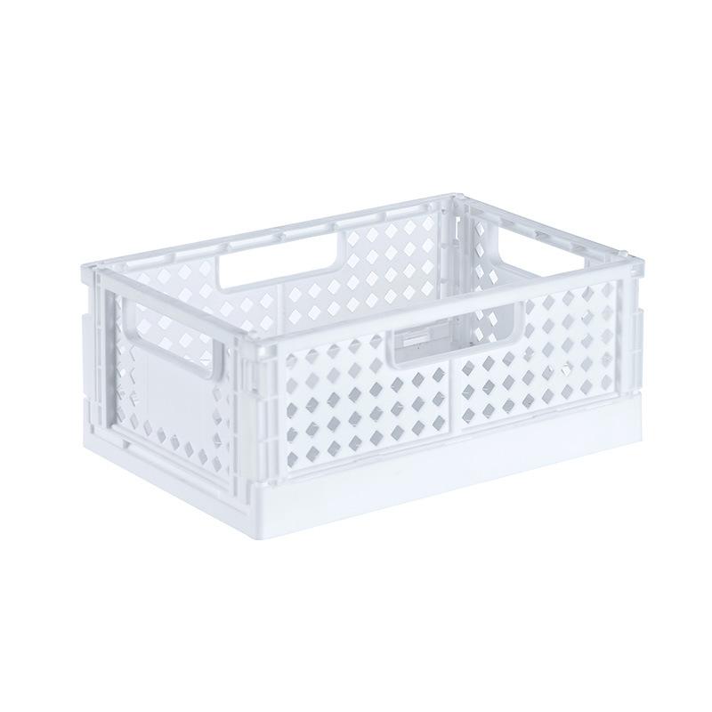 

Большой складной ящик Пластиковый контейнер для хранения Складной кейс Настольный держатель Корзина для хранения косметики Домашний офисный органайзер Контейнер S белый