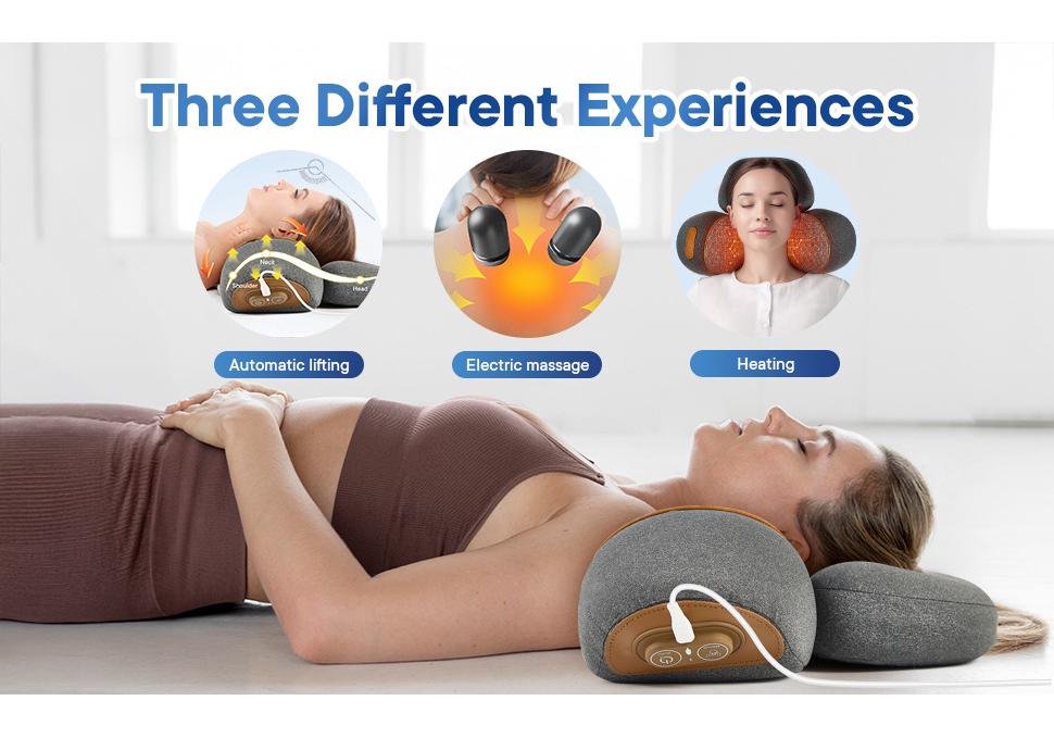 3-in-1 Heated Neck & Shoulder Massage Pillow with Traction Massager