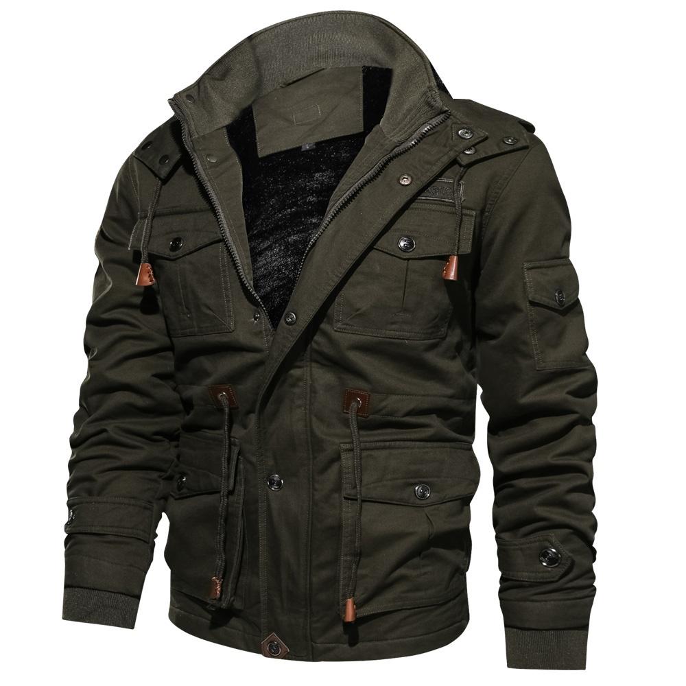 Autumn and Winter Fashion Mens Miliatry Patch Warm Jacket Tactical Us Army Woolen Padded Coat