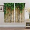 2pcs modern bamboo jacquard design printed curtains, pole bag curtains, home decoration, room decoration