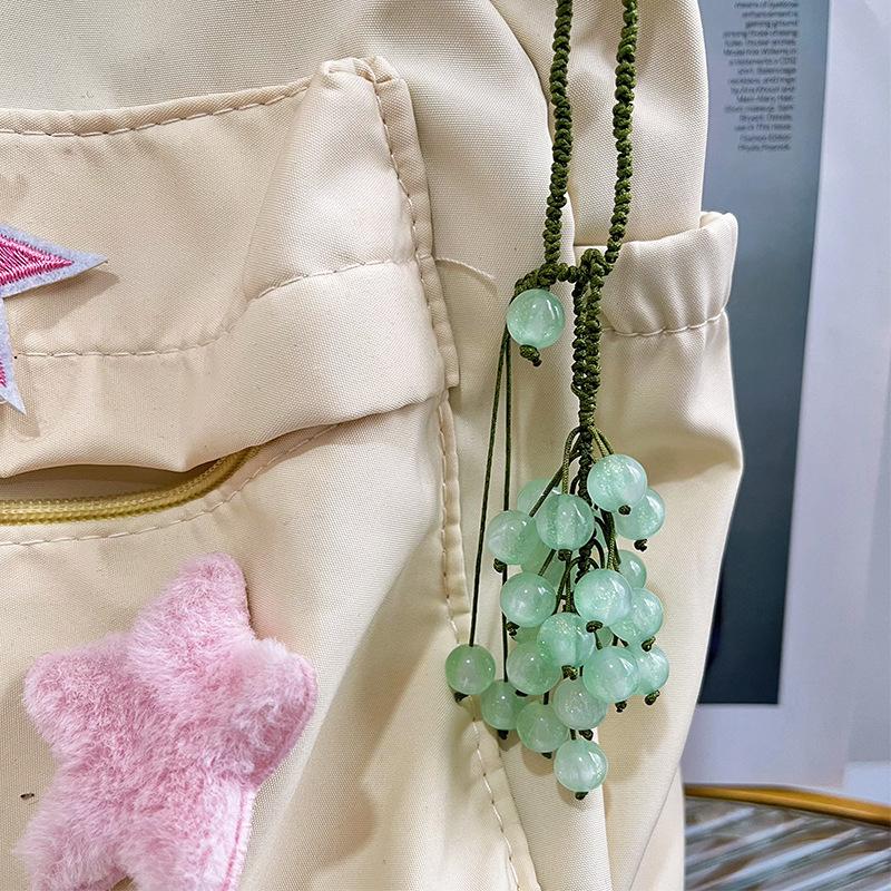 Color-Changing Grape Pendant Keychain Diy Hand Woven Material Package Bead Car Key Backpack Pendant Decoration Accessory