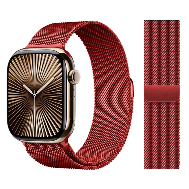 

Миланский браслет для Apple Watch 46 мм 44 мм 45 мм Ultra 2 49 мм 42 мм 41 мм браслет correa Apple series 10 9 8 7 SE 5 6 ремешок 38 40 41 S10-42mm винный