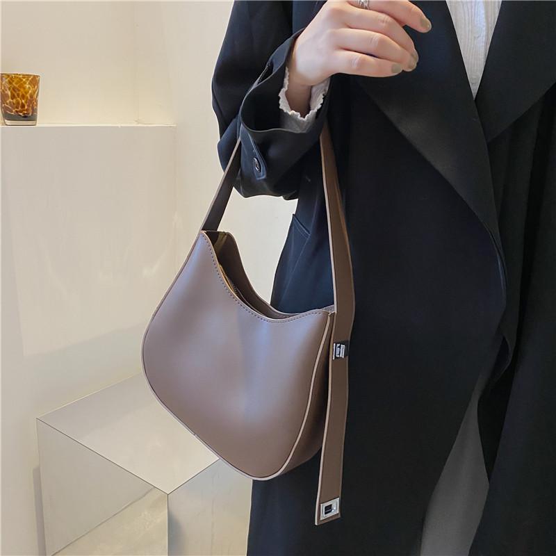 Casual Underarm Shoulder Bag for Women Texture PU Leather Half-moon Crossbody Bags Luxury Messenger Vintage Handbag