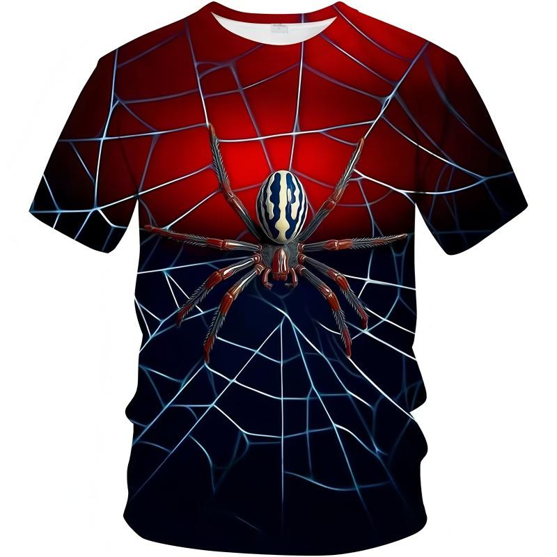 Street Fashion Men's Clothing 3D Digital Printing Spider Graphic T-shirt Round Neck Short Sleeved New In Tops Funny T-shirts Men