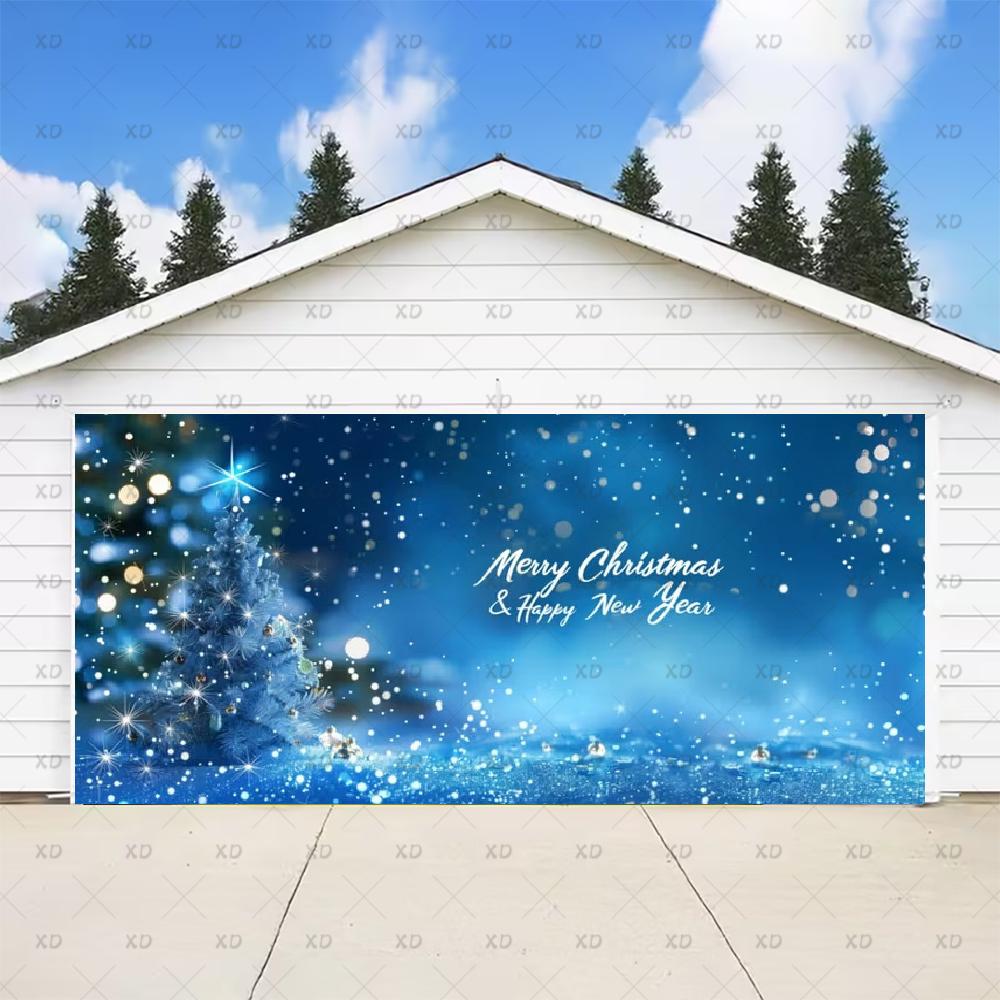 Classic Christmas backdrop for a large garage door, New Year's party backdrop, winter scene, decorative banner4717