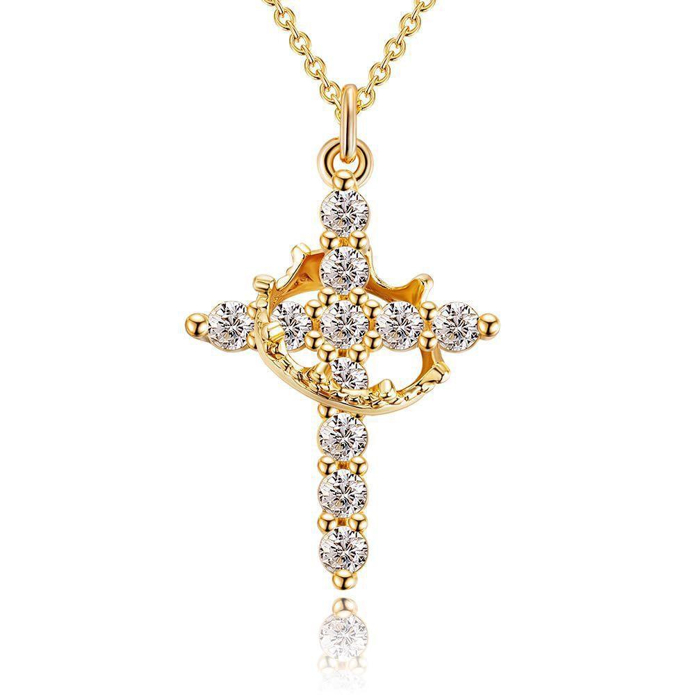 Popular Crown Cross-Shaped Necklace for Women, Light Luxury, Niche, High-End, European and American Foreign Trade Jewelry
