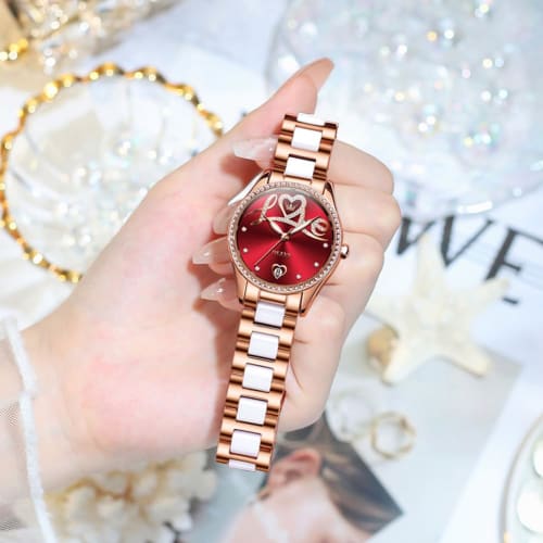 OLEVS Women's Watch, Japanese Movement, Automatic Winding, Mechanical Hand Watch, Popular, Stylish, High Grade Stainless Steel, Diamond Dial, Ceramic