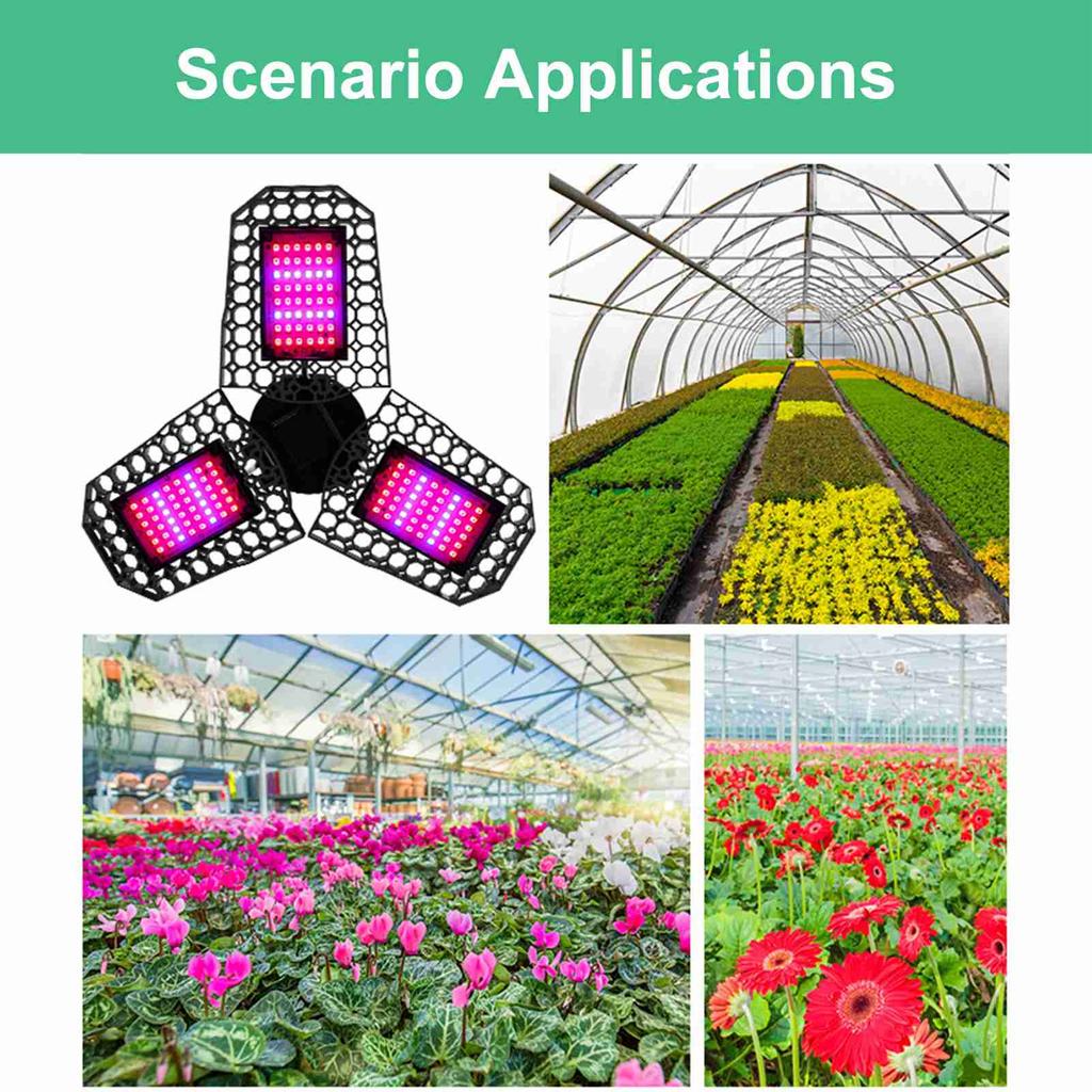 LED Plant Grow Light Foldable Red and Blue Spectrum Plant Light Triple Leaf Trellis Nursery Grow Lights