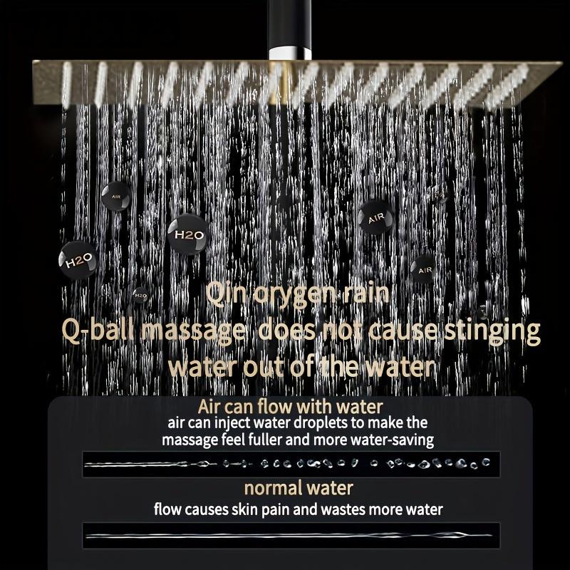 Black & Golden 4-Function Shower Set - Brass, Wall-Mounted with Handheld Spray Head, Dual Shower Heads for Enhanced Pressure