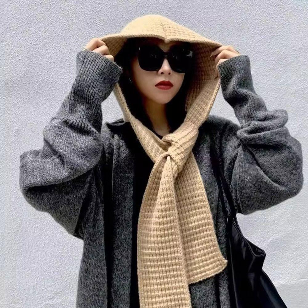 Ear Protector Women Balaclava Cap Knitted Knitted Beanies Hats Warm Headgear Scarf Hat Winter Warm