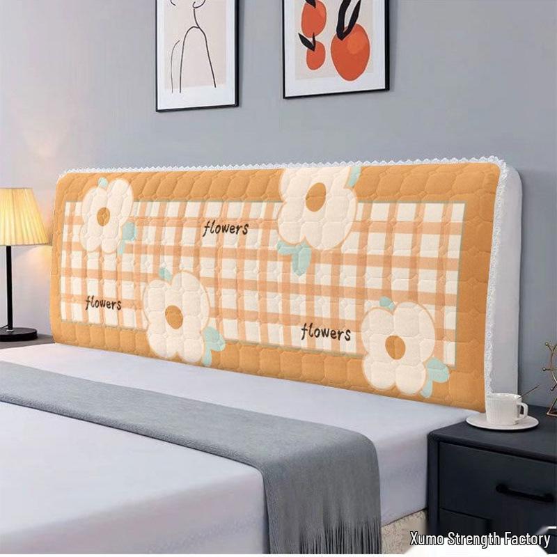European-Style Quilted Headboard Dust Cover: Thickened Soft Upholstery, Solid Wood Compatible, Full Coverage Protection.