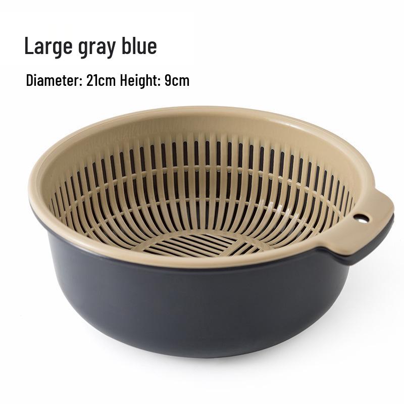 Double-Layer Round Vegetable & Rice Wash Basin Colander Basket