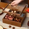 Black Walnut New Year Snack Box: Compartmentalized Solid Wood Design for Fruits & Nuts In a Modern Chinese Style