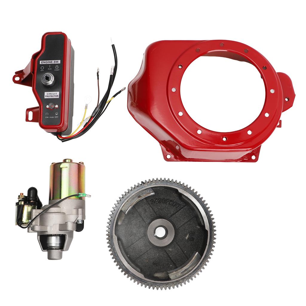 Electric Start Kit Smoother Start Switch Starter Motor Ignition Flywheel Cover for GX160 GX200 5.5HP 6.5HP 4 Stroke