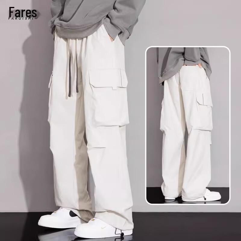 FARUISHI Men's Loose Straight Wide Leg Cargo Pants