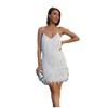 2026 Multicolor Sequin Tassel V-Neck Spaghetti Strap Feather Party Dress