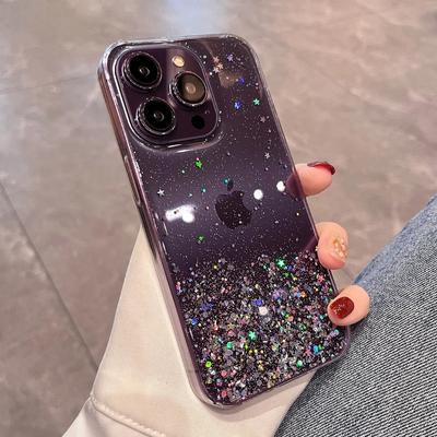 Di lusso Trasparente glitter Bling lucido Trasparente Custodia In Silicone Morbida Per il iPhone 11 12 13 14 Pro Max X XS XR 7 8 Più SE 6S MiNi Copertura