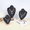 1pc Velvet Portrait Necklace Storage Rack With Wooden Base Jewelry Display Stand Jewelry Mannequin Bust Holder