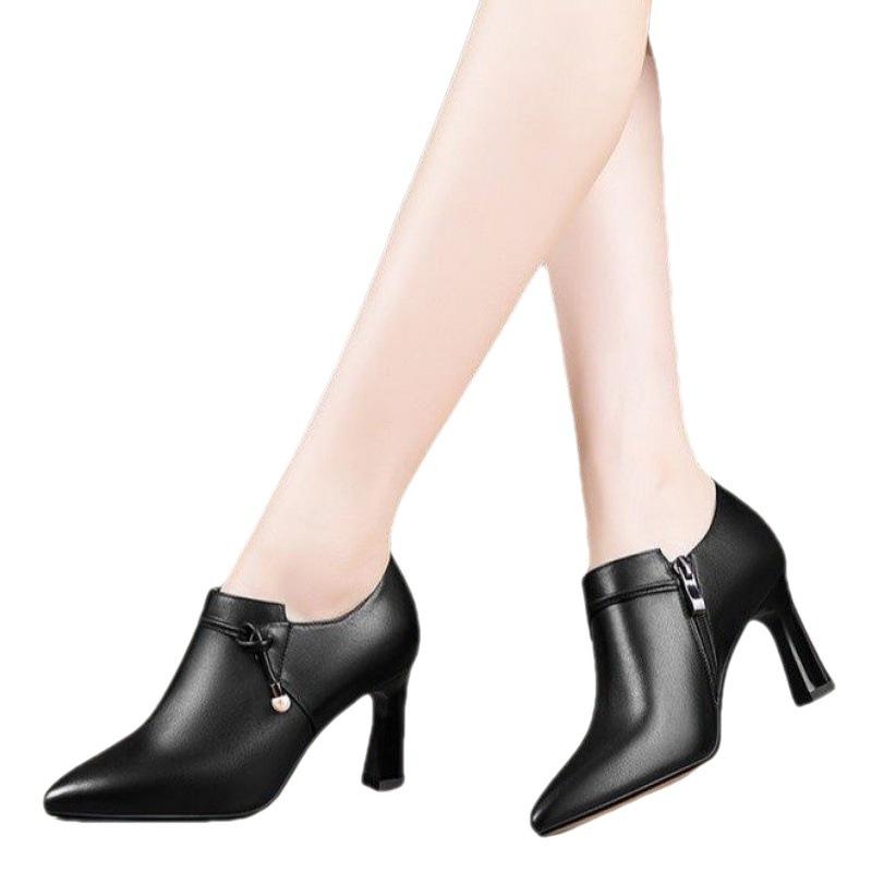 Fashion Botas Femininas Women Fashion High Quality Brown Stiletto Heel Ankle Boots Lady Casual Black Patent Leather Autumn Shoes 2025