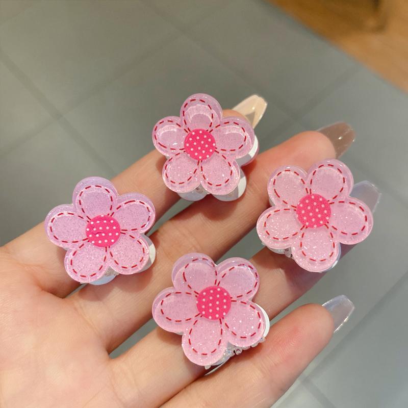 Grab Clip Easy Pulling Up Cartoon Pink Flower Shaped Non-slip Hair Claw Clips