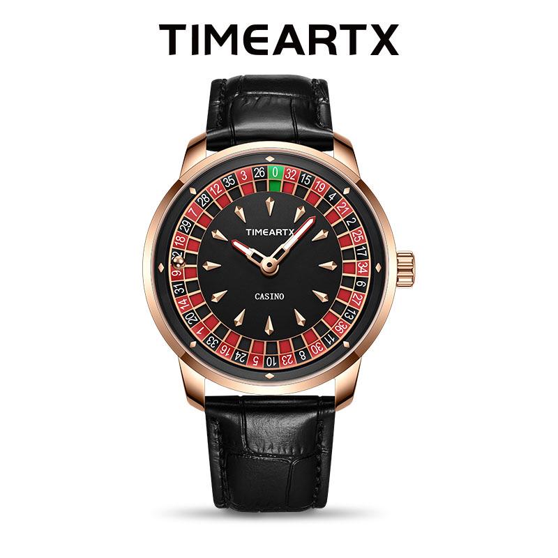 Men's Trendy Luminous Waterproof Quartz Watch with Leather Strap
